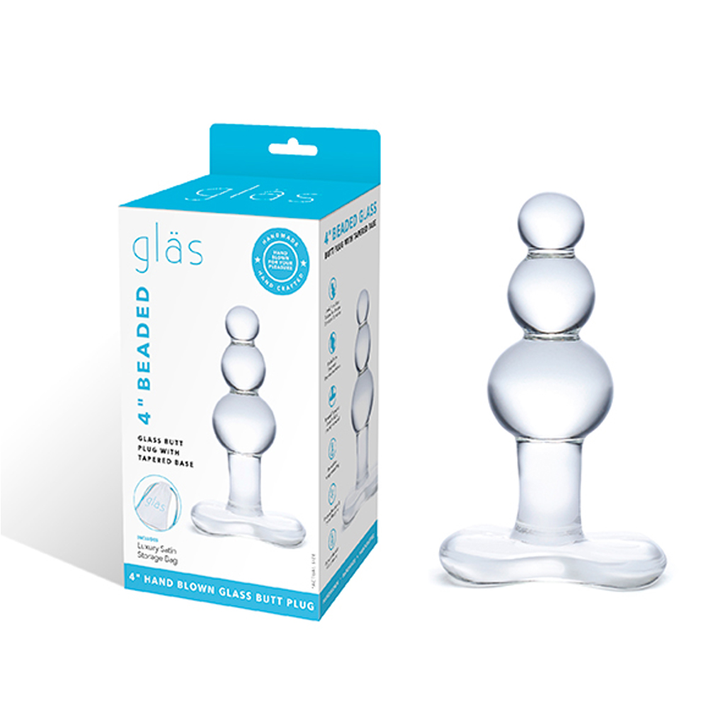 Glas - Beaded Glass Butt Plug With Tapered Base verpakking