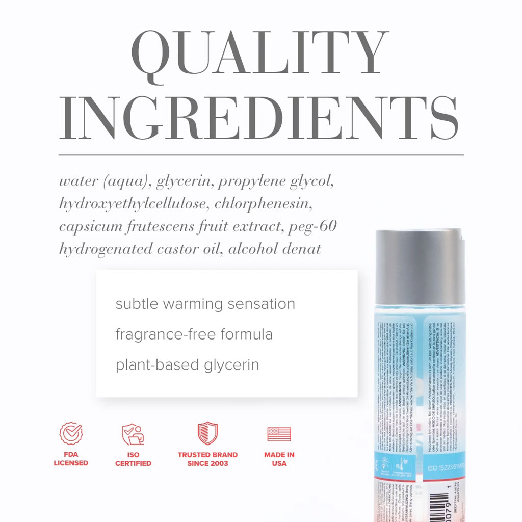 System JO - H2O Glijmiddel Warming 60ml ingrediënten