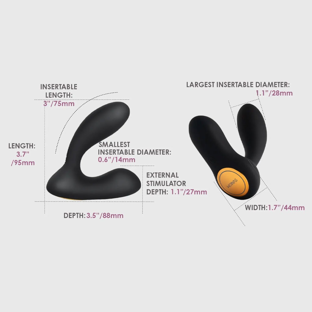 Svakom - Vick Neo Prostaat Perineum Vibrator afmeting