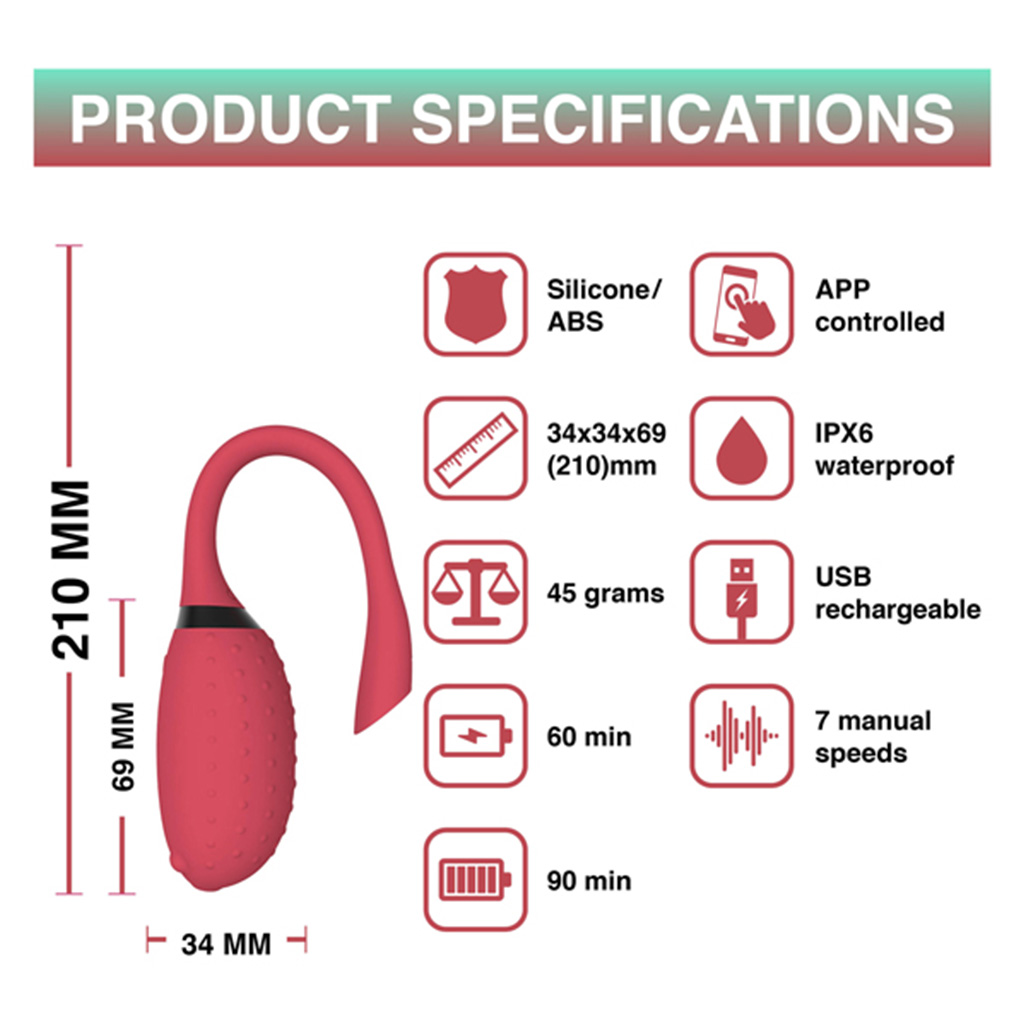 Magic Motion Fugu wearable vibrator rood specificatie