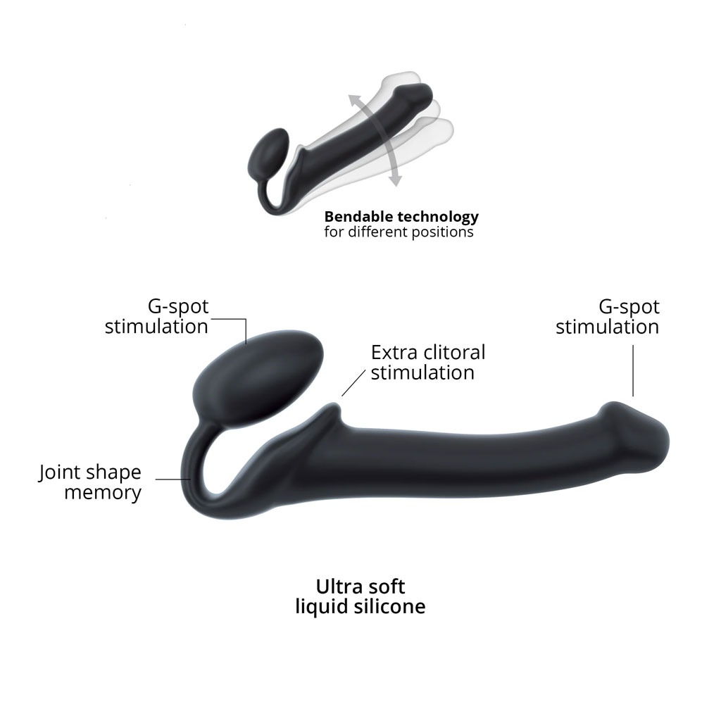 Strap-On-Me - Strapless Voorbind Dildo - Maat M - Zwart info