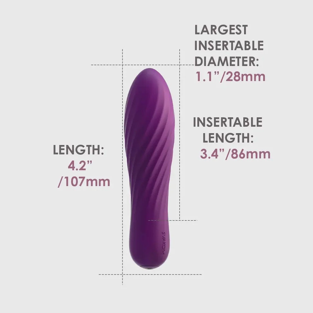 Svakom - Tulip Vibrator Paars afmeting