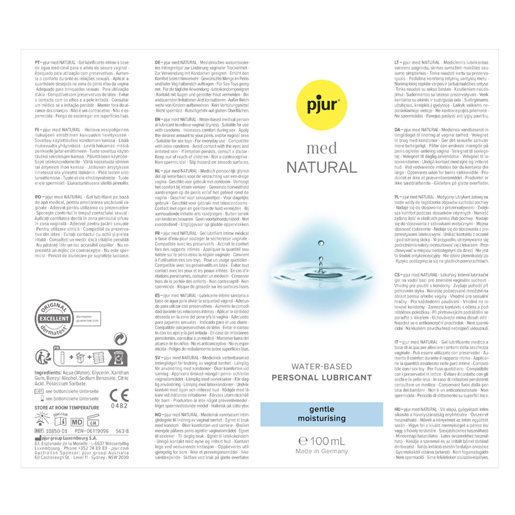 Pjur - Med Natural Glide Waterbasis Personal Lubricant 100ml info