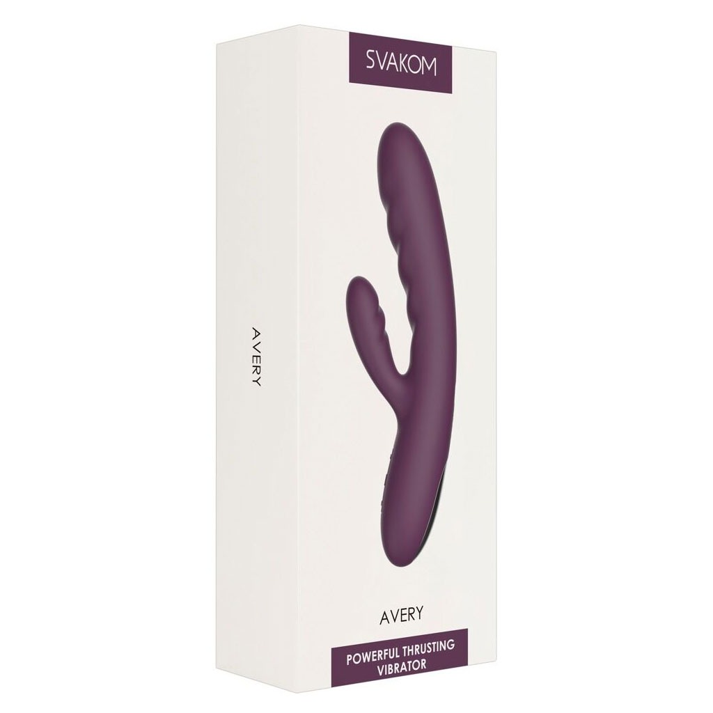 Svakom - Avery Stotende Rabbit Vibrator Paars doosje