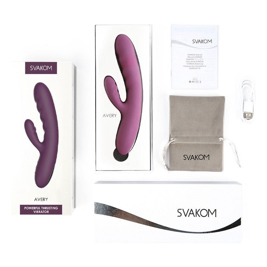 Svakom - Avery Stotende Rabbit Vibrator Paars inhoud