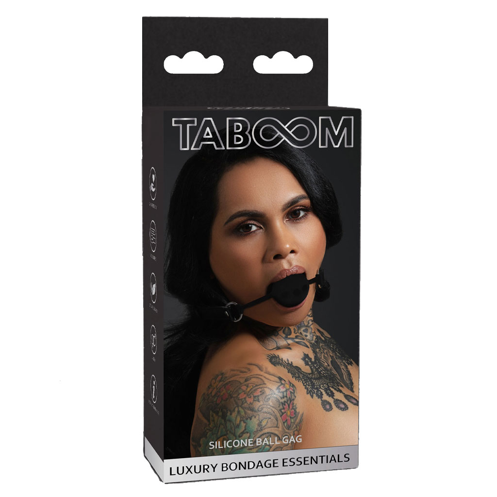 Taboom - Siliconen Ball Gag Zwart verpakking
