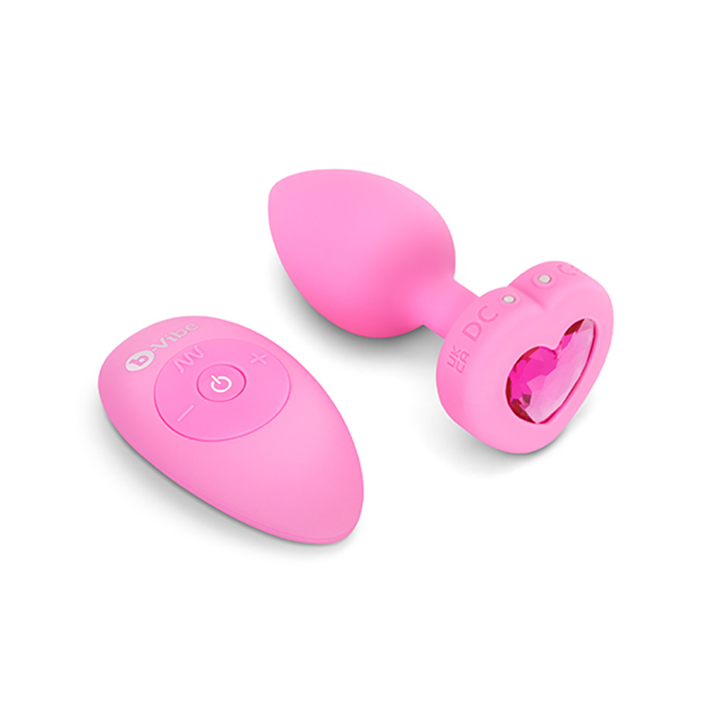 B-VIBE Vibrerende ButtPlug Hartje S/M – Roze