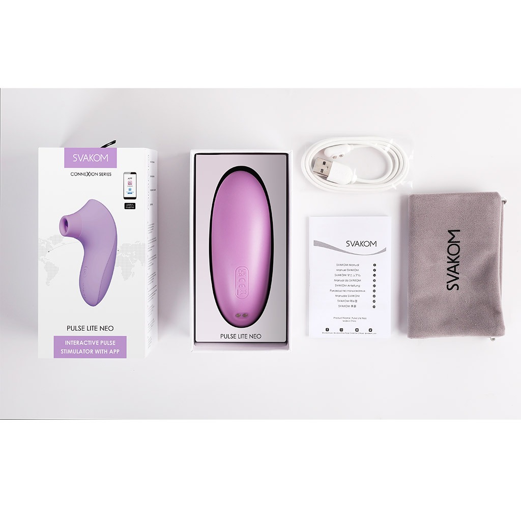 Svakom Lite NEO luchtdruk vibrator met app lila inhoud