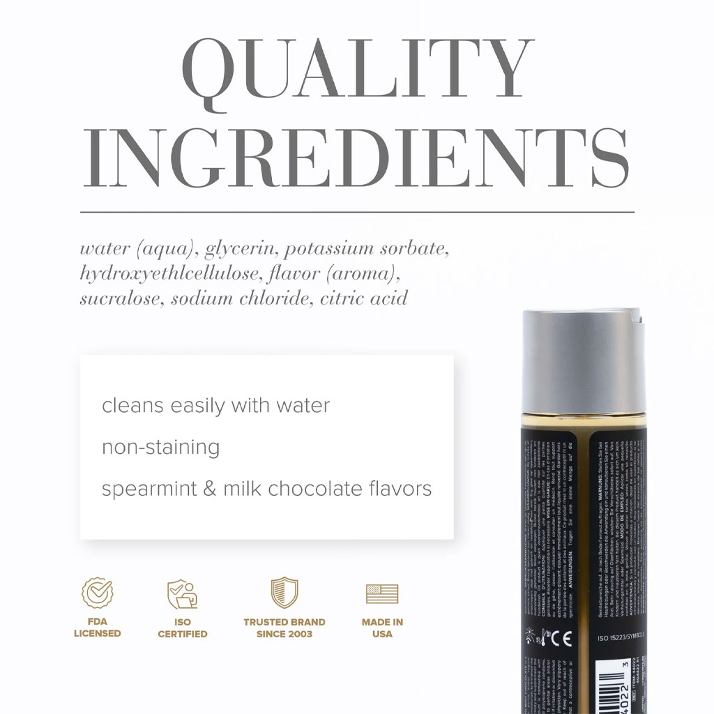 System Jo - Gelato Munt Chocolade Glijmiddel op Waterbasis 30ml ingrediënten