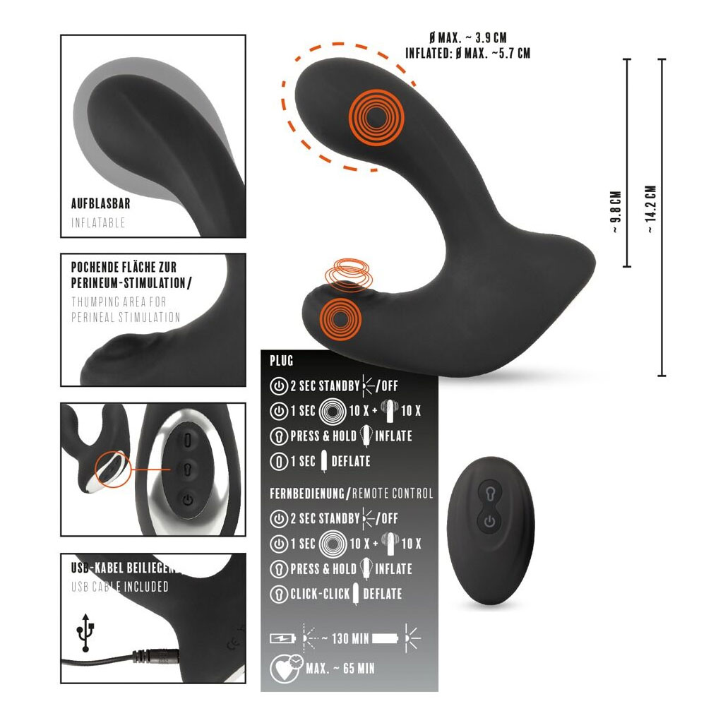 Rebel Men's Gear - Buttplug met 3 Krachtige Motoren info