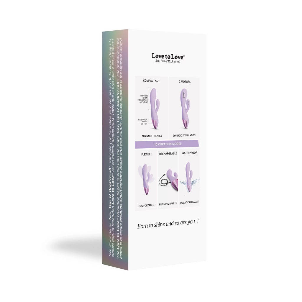 Love to Love - Funky Bunny Rabbit Vibrator Lila doosje achterkant