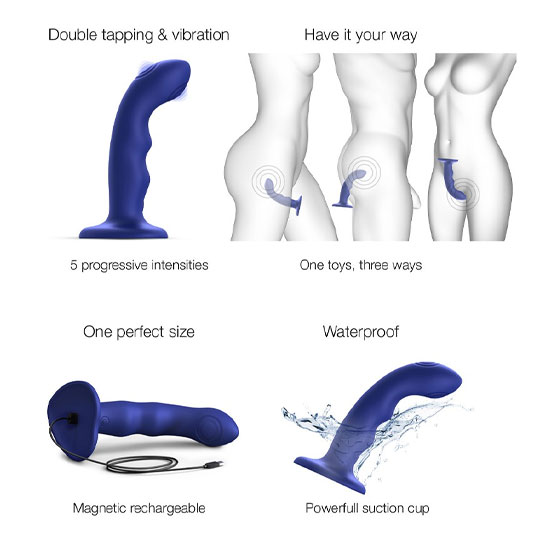 Strap-On-Me - Tapping Dildo Wave Blauw info