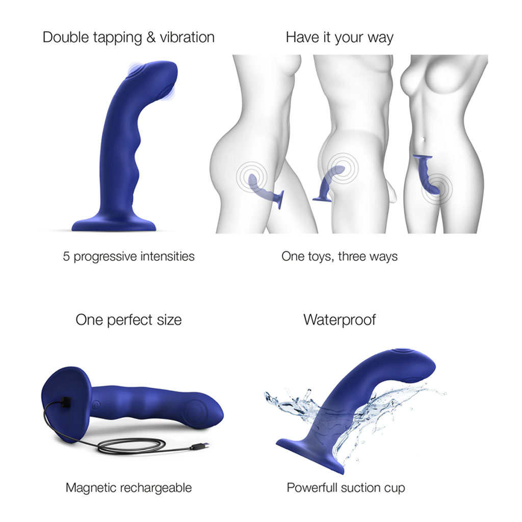 Strap-On-Me - Tapping Dildo Wave Blauw info
