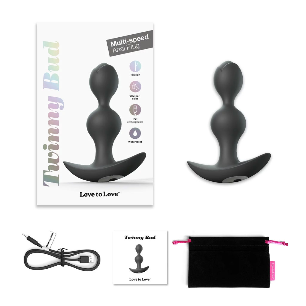 Love to Love - Twinny Bud Vibrerende Buttplug Zwart inhoud