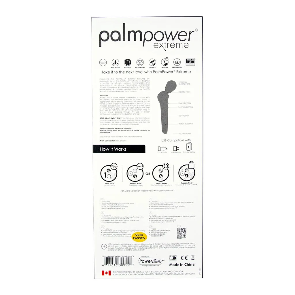 Palm Power - Extreme Wand Massager Zwart