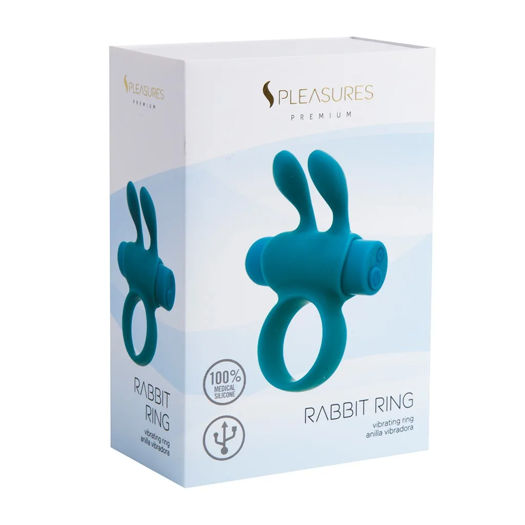 S Pleasures - Vibrerende Rabbit Cockring Turquoise
