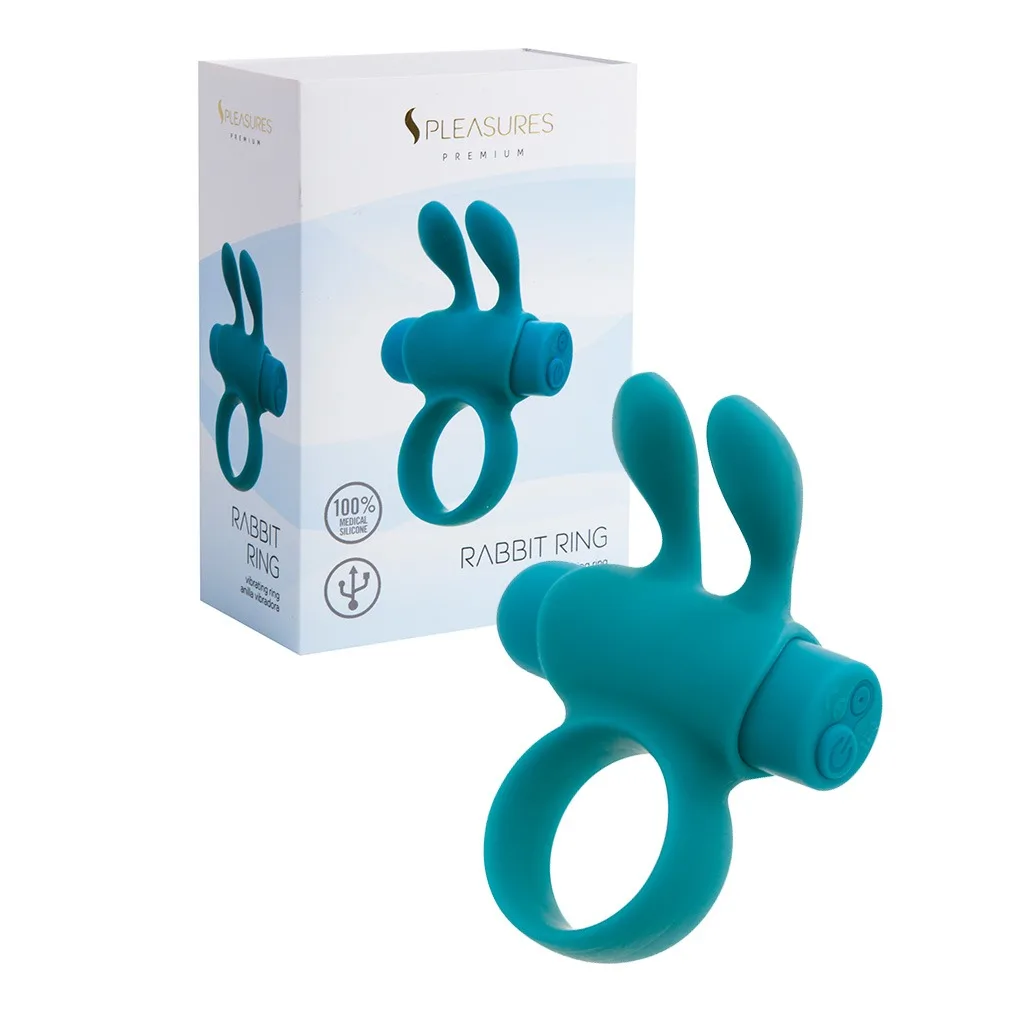 S Pleasures - Vibrerende Rabbit Cockring Turquoise