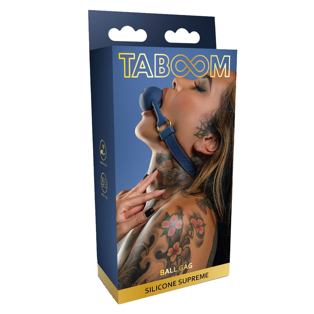 Taboom - Siliconen Ball Gag Blauw verpakking