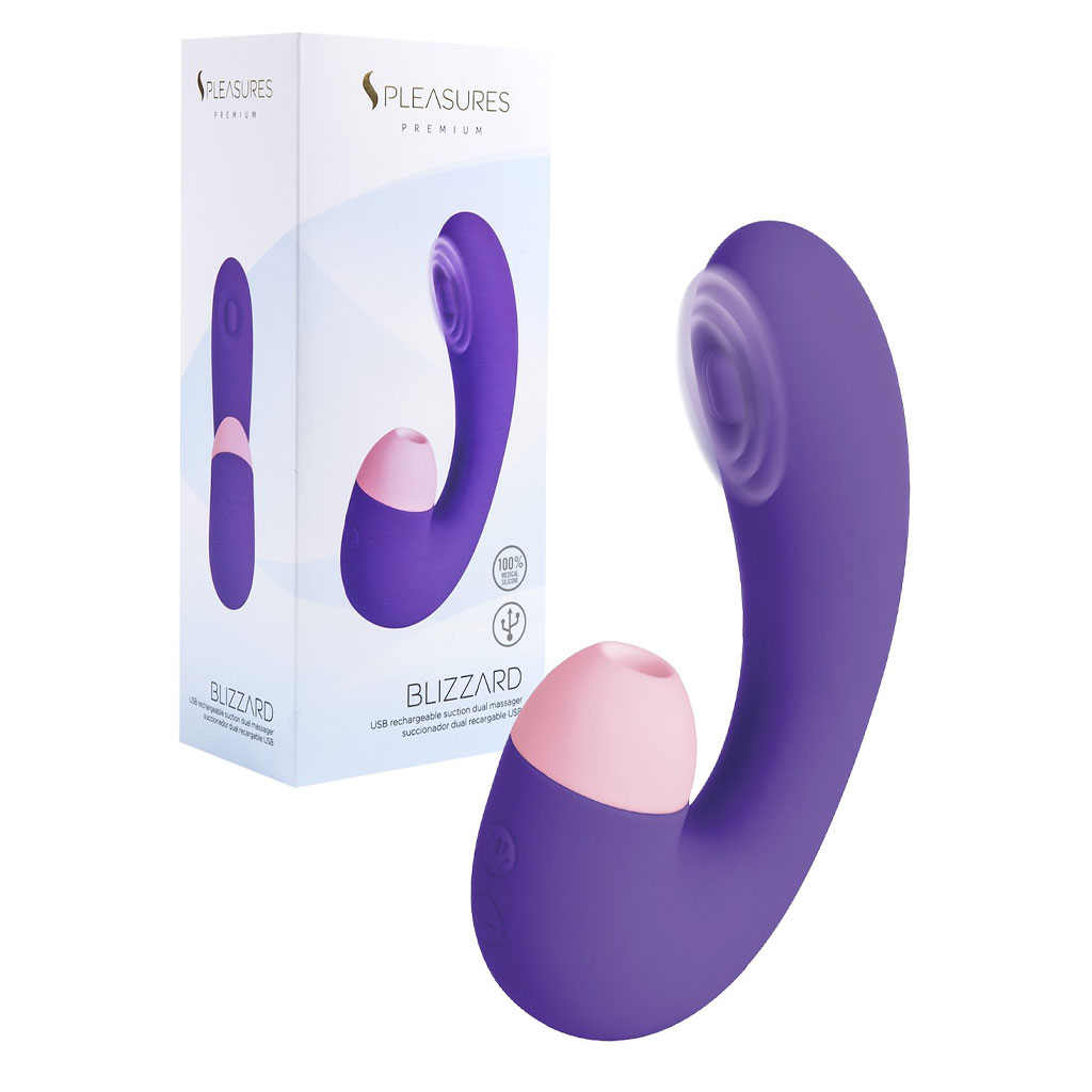 S Pleasures - Blizzard Suction Dual Massager - Paars doosje