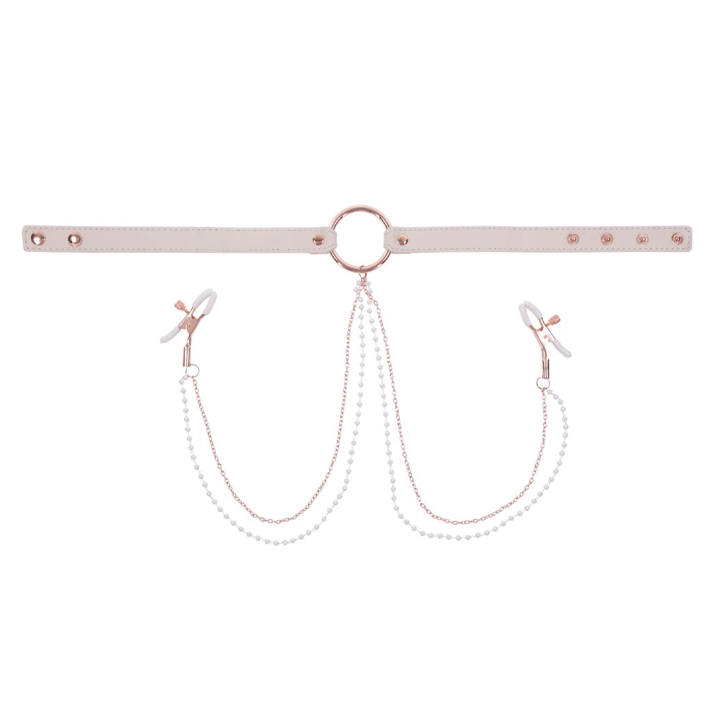 Sex & Mischief – Peaches ‘n CreaMe Halsband met Tepelklemmen lengte
