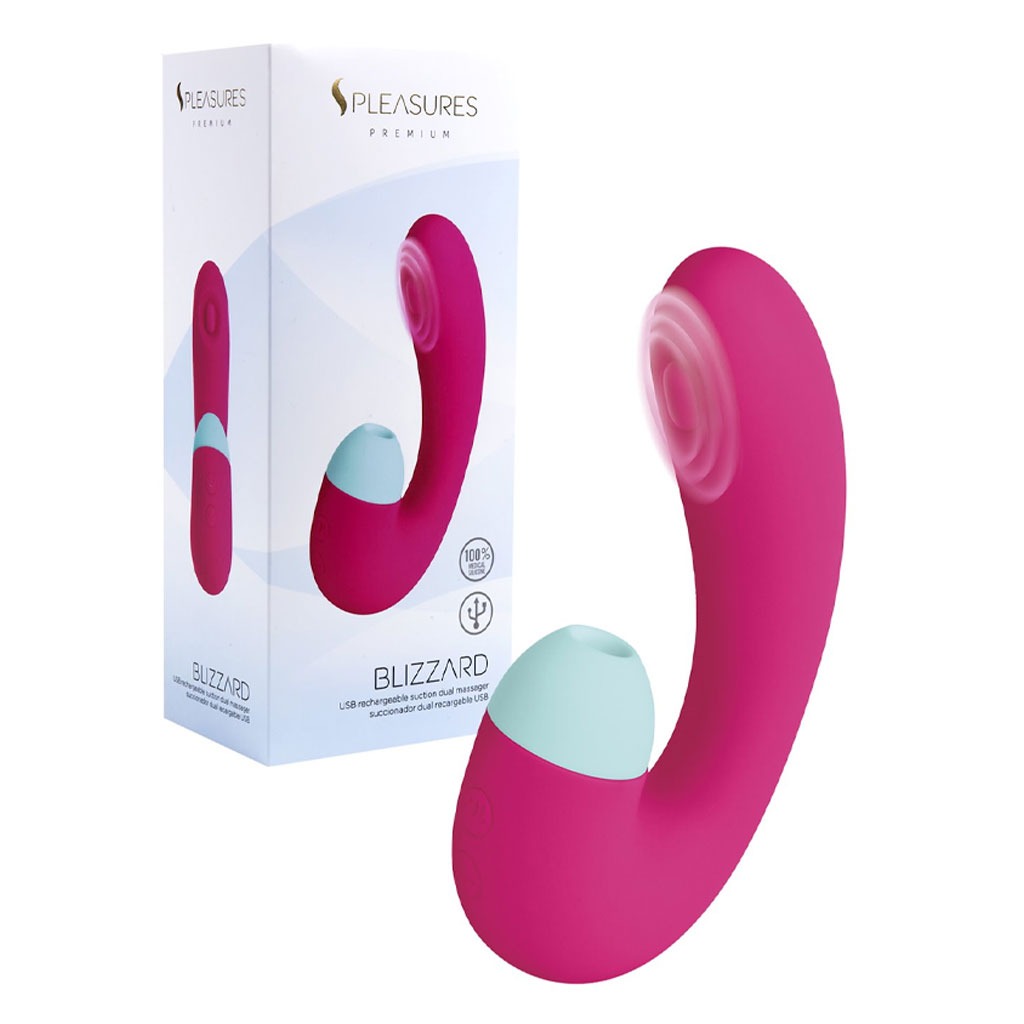 S Pleasures - Blizzard Suction Dual Massager - Cerise gebruik