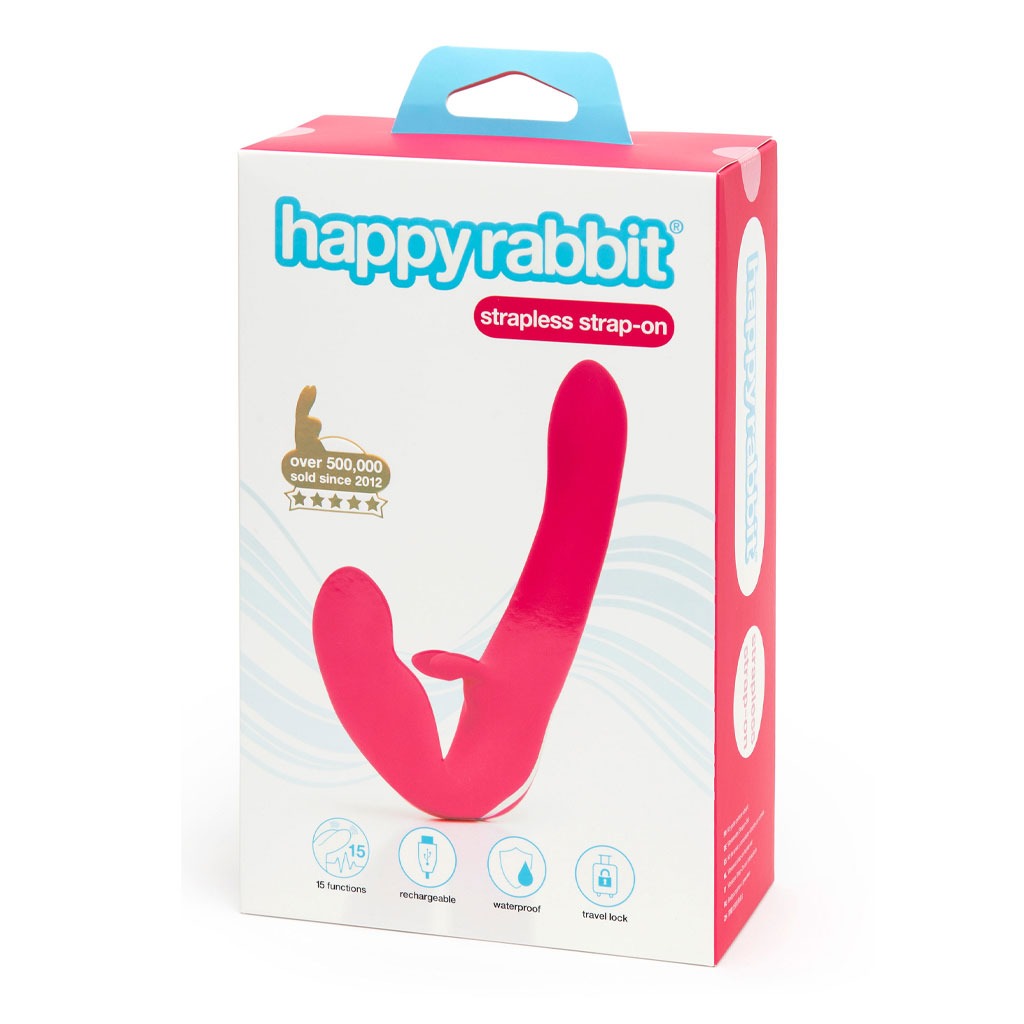 Happy Rabbit - Strapless Strap-On Vibrator Roze verpakking