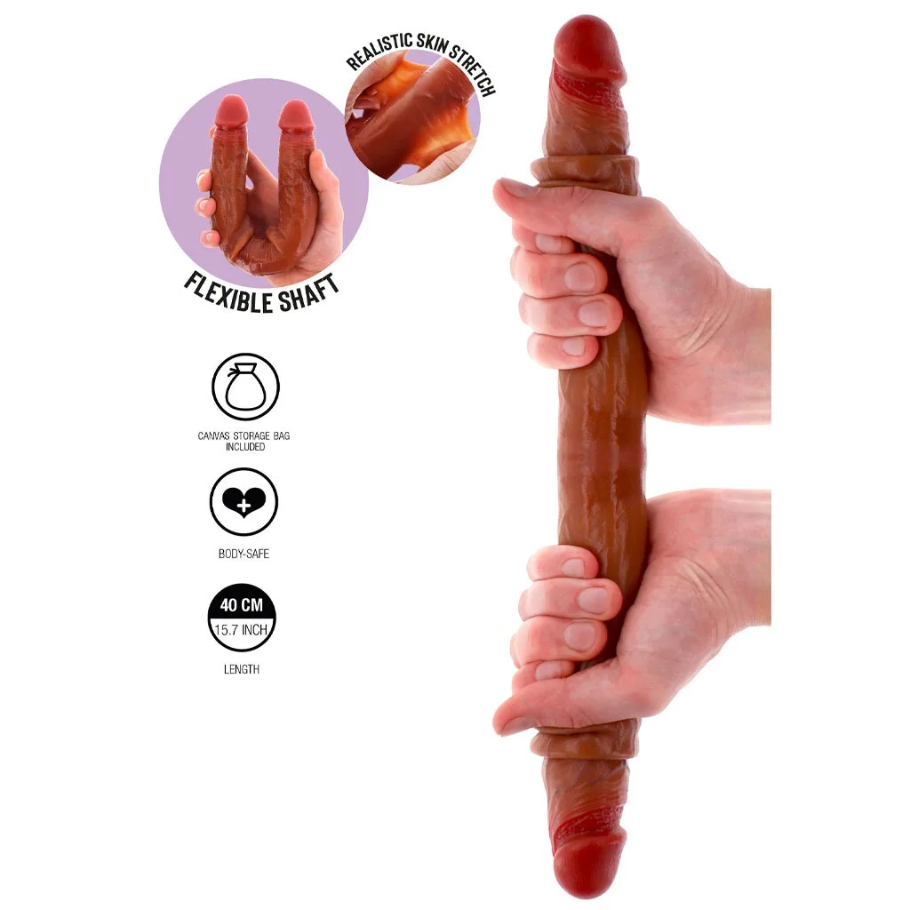 ToyJoy - Realistische Dubbele Dildo met Voorhuid - 40 cm