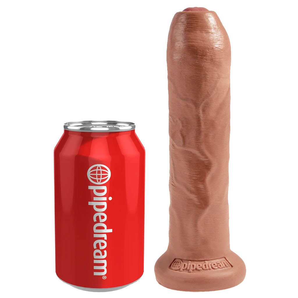 King Cock - 7" Inch Uncut Slide-Skin Dildo - Tan lengte