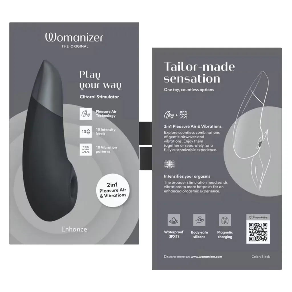Womanizer ENHANCE Zwart - 2 in 1 Luchtdruk Vibrator