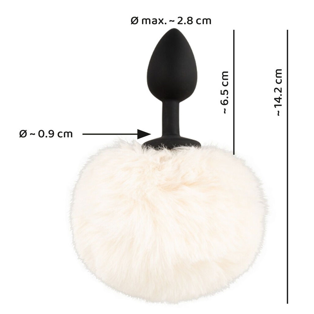 You2Toys - Fluffy Tail Buttplug Wit - Small afmeting