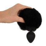You2Toys - Fluffy Tail Buttplug Zwart - Medium pompon