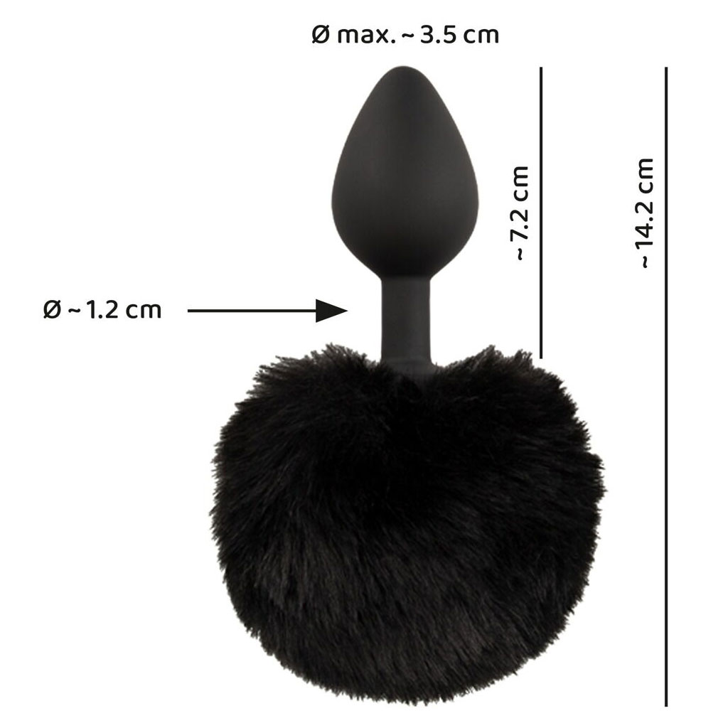 You2Toys - Fluffy Tail Buttplug Zwart - Medium afmeting