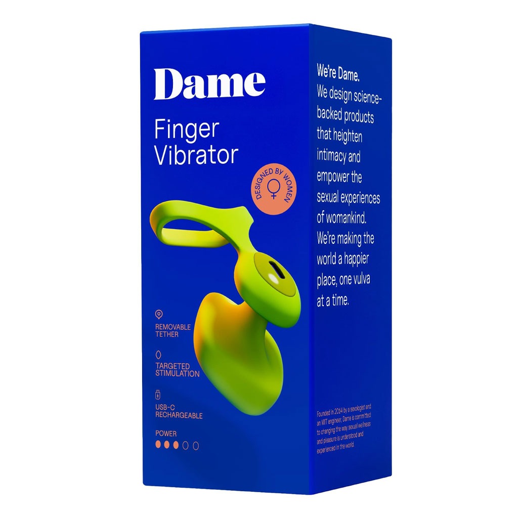 Dame - Fin 2.0 Vinger Vibrator Geel verpakking