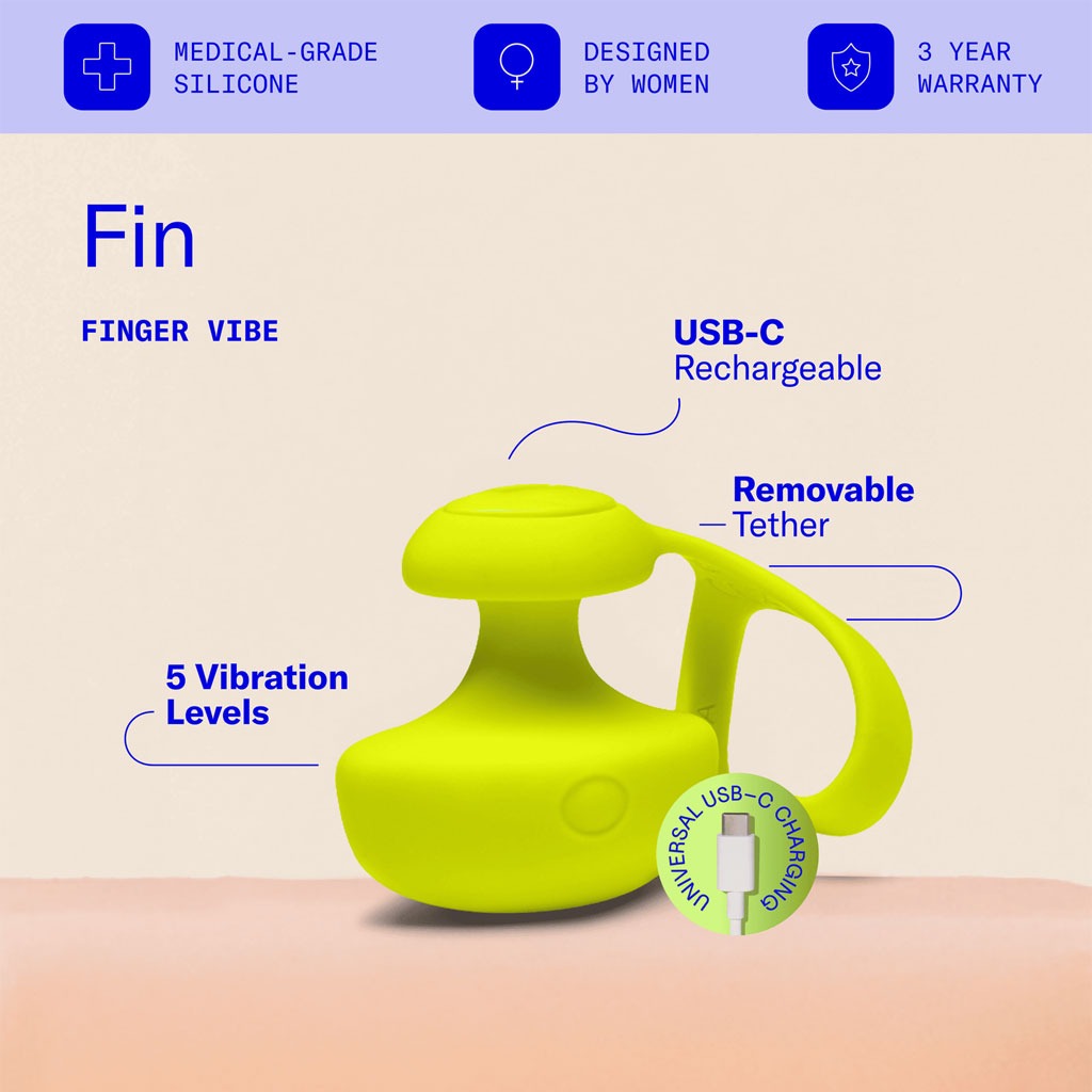 Dame - Fin 2.0 Vinger Vibrator Geel info