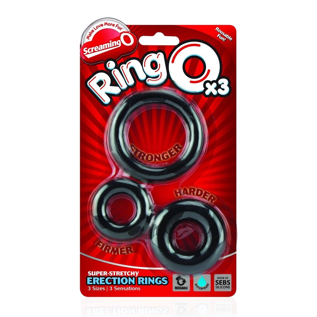 Screaming O - RingO Zwart - 3 Stuks verpakking