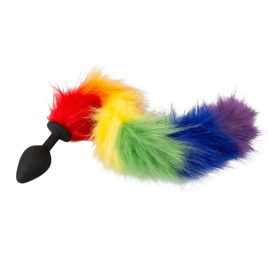 You2Toys - Fluffy Tail rainbow siliconen regenboog buttplug staart