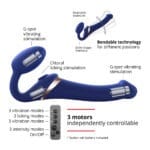 Strap-On-Me - Strapless Strap-On Vibrator met Luchtdruk - Blauw motoren