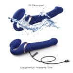 Strap-On-Me - Strapless Strap-On Vibrator met Luchtdruk - Blauw waterdicht en oplaadbaar
