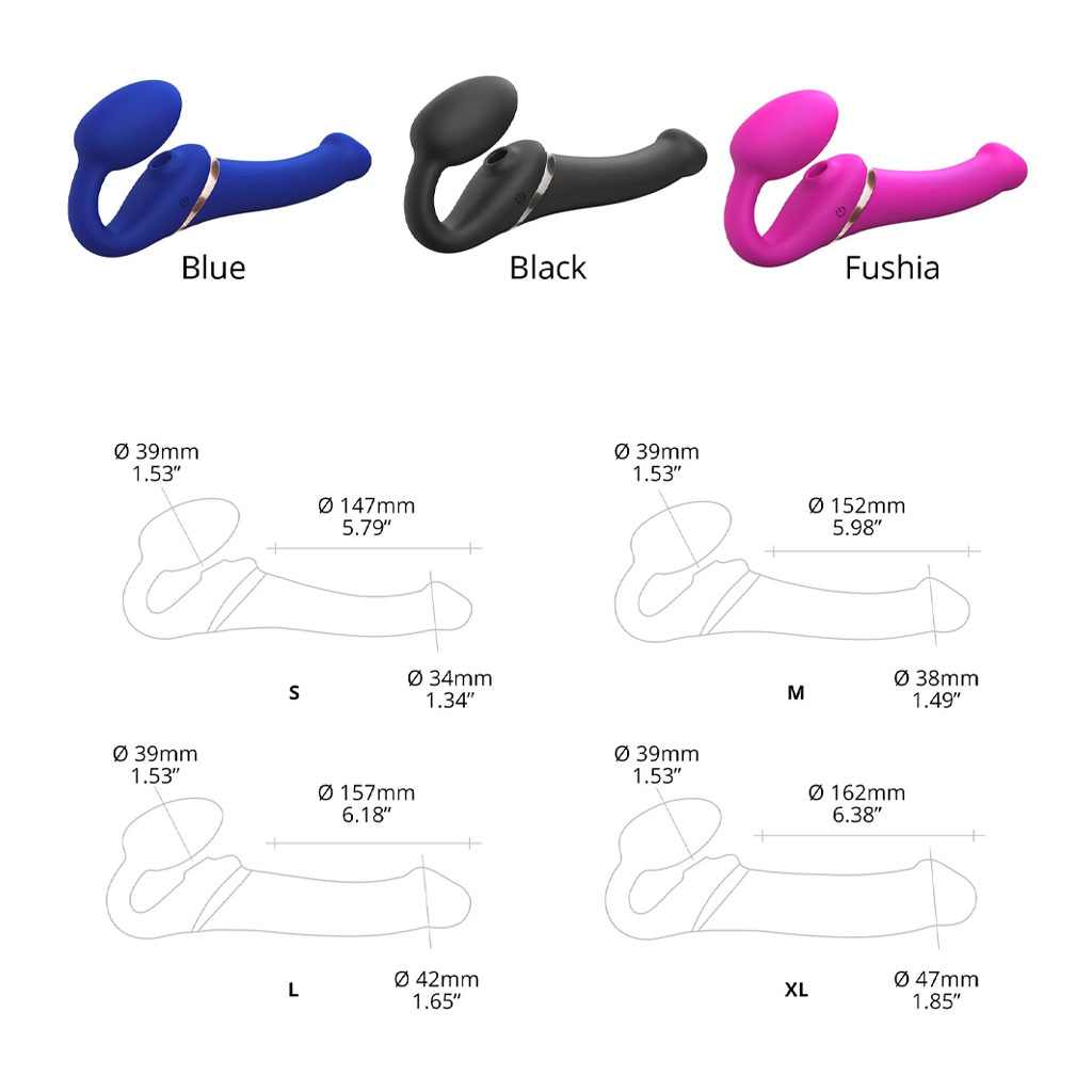 Strap-On-Me - Strapless Strap-On Vibrator met Luchtdruk - Roze afmeting en kleuren