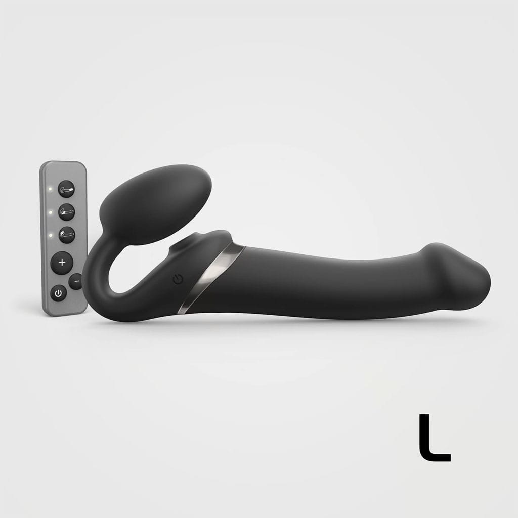 Strap-On-Me - Strapless Strap-On Vibrator met Luchtdruk - Zwart L