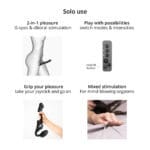 Strap-On-Me - Strapless Strap-On Vibrator met Luchtdruk - Zwart solo gebruik