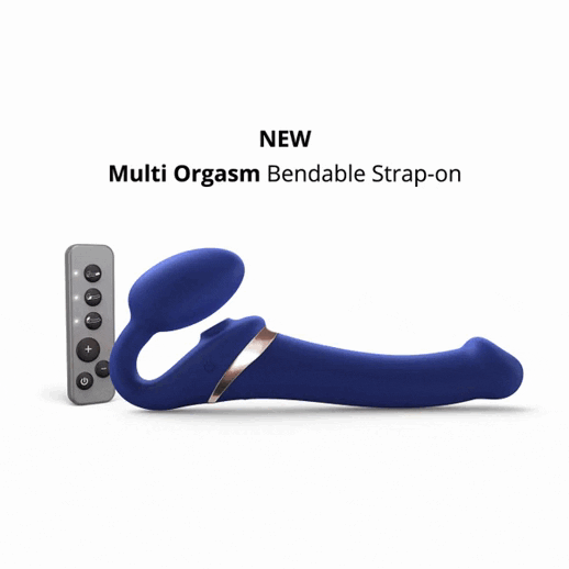 Strap-On-Me - Strapless Strap-On Vibrator met Luchtdruk - Zwart gif