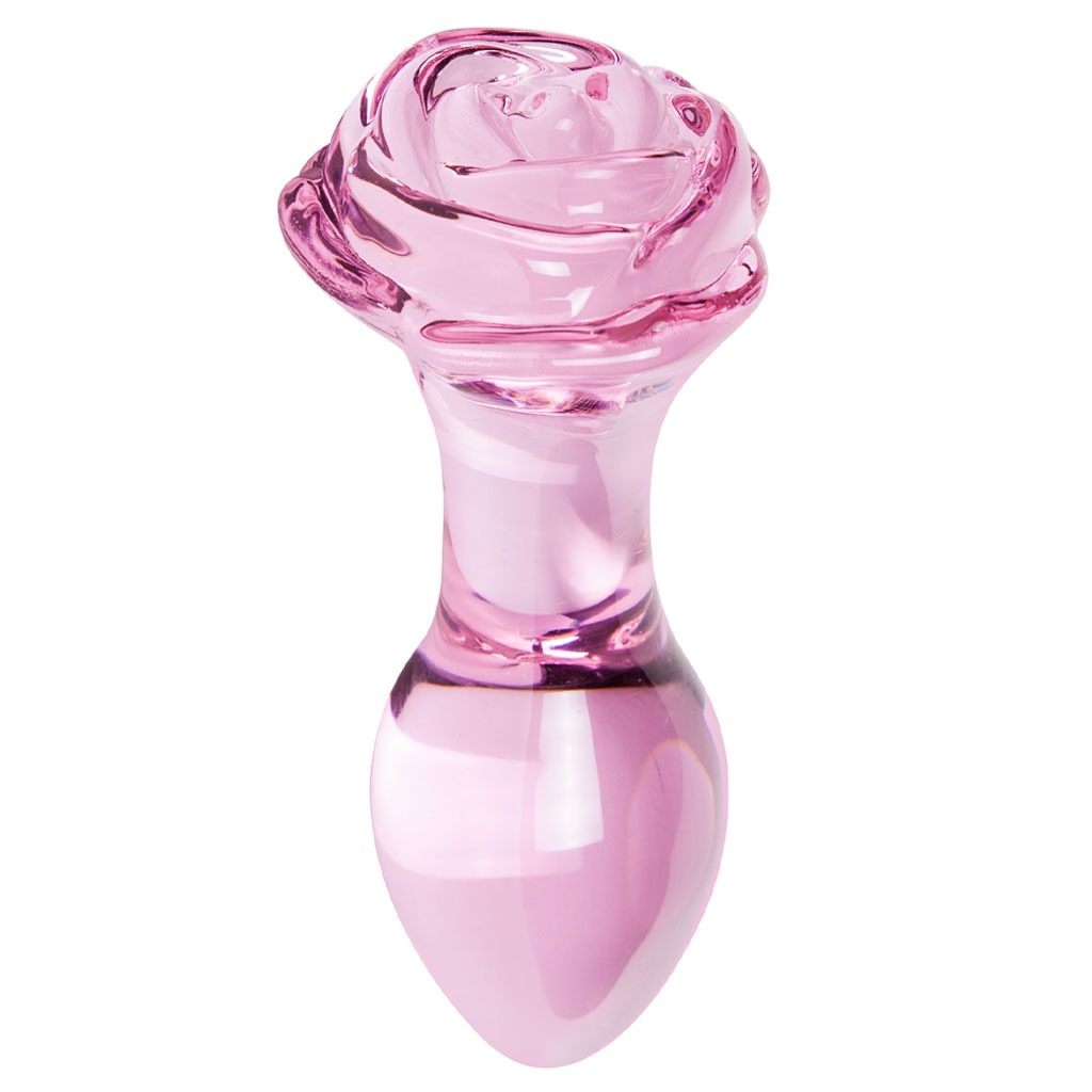 S Pleasures Crystal – Aurora Glazen Buttplug met Roos