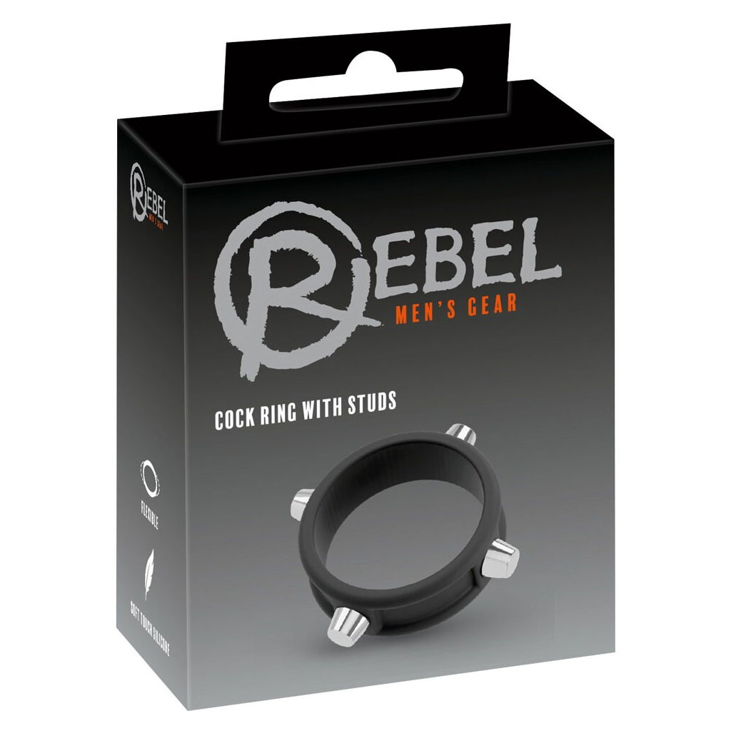 Rebel Men's Gear - Cockring met Studs verpakking