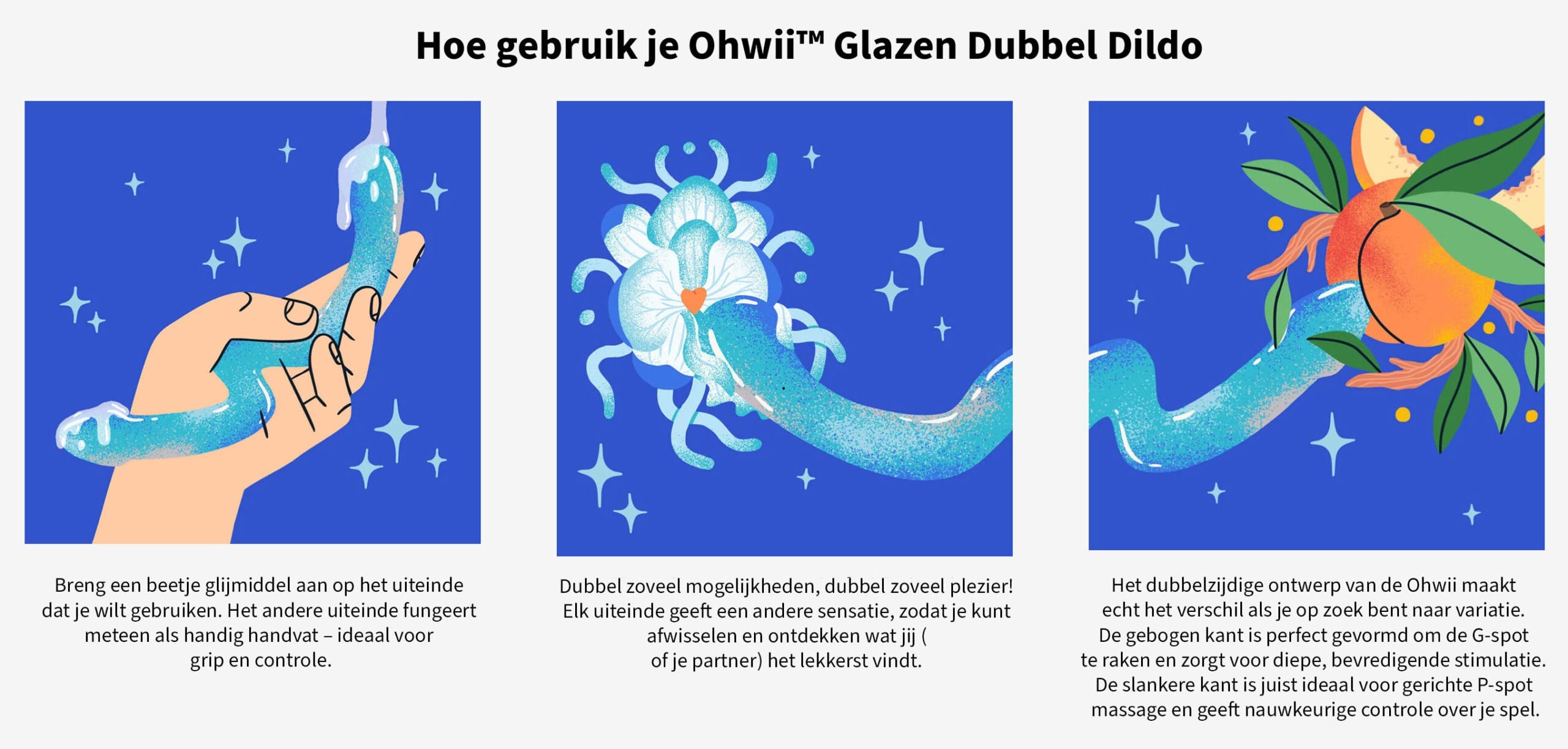 Hoe gebruik je biird ohwii glazen dubbel dildo