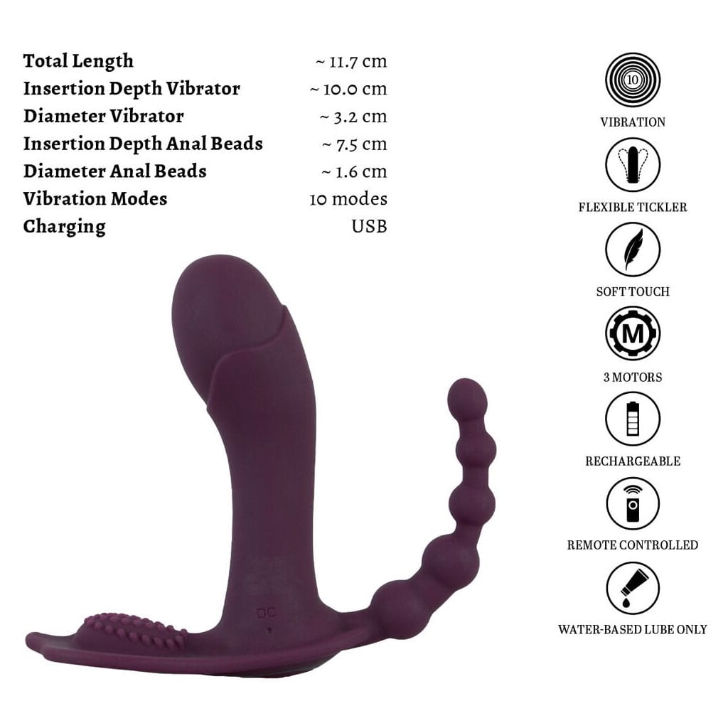 Beau Coeur – Ariva Drievoudige Panty Vibrator met Afstandsbediening