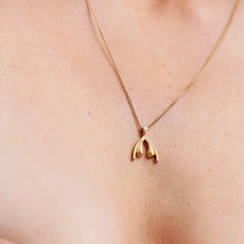 Clitoris ketting met parel goud