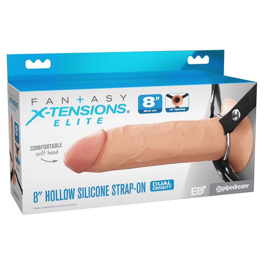 Fantasy X-Tensions - 8 Inch Siliconen Hollow Strap-On
