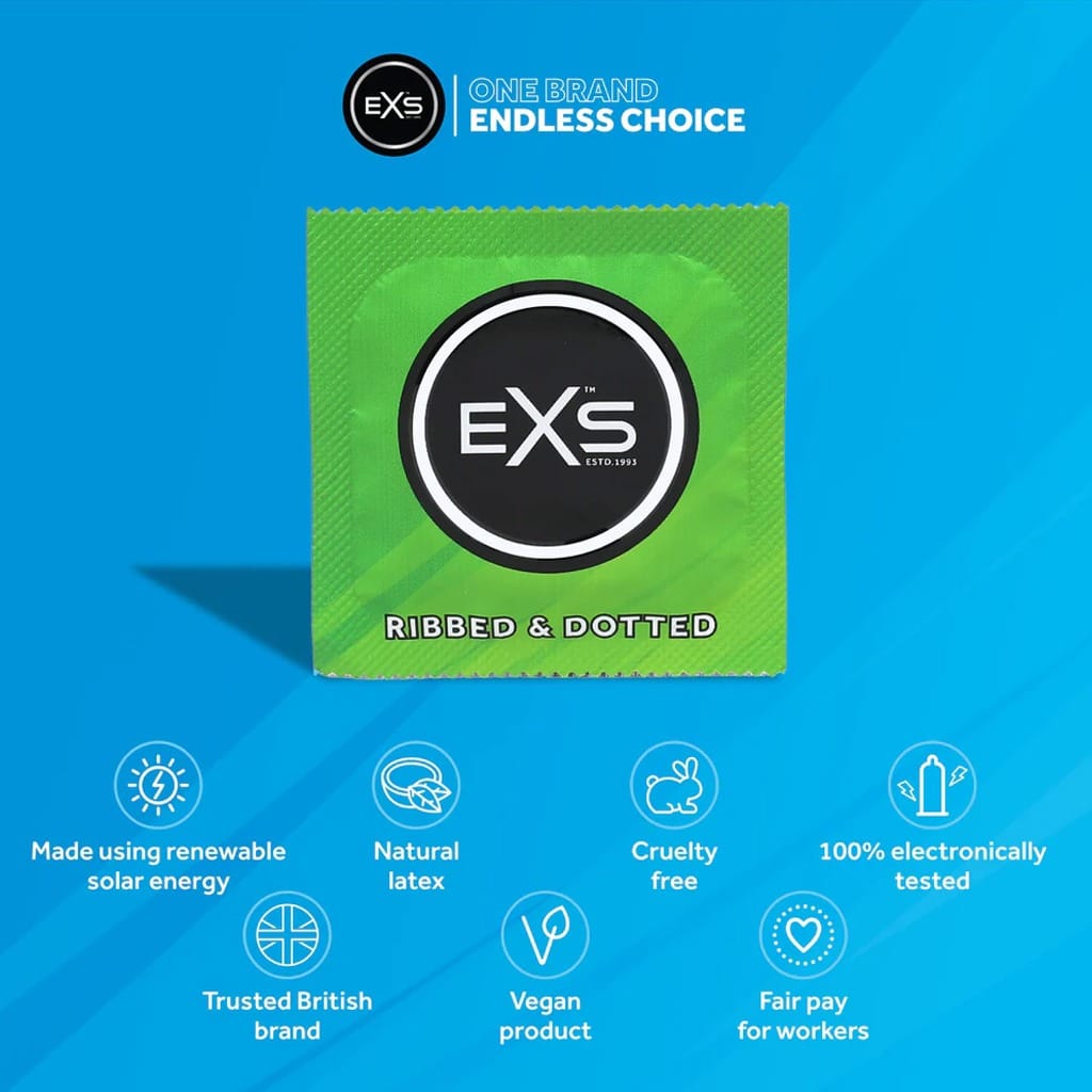 EXS Vegan Ribbed & Dotted Condooms - 12 stuks