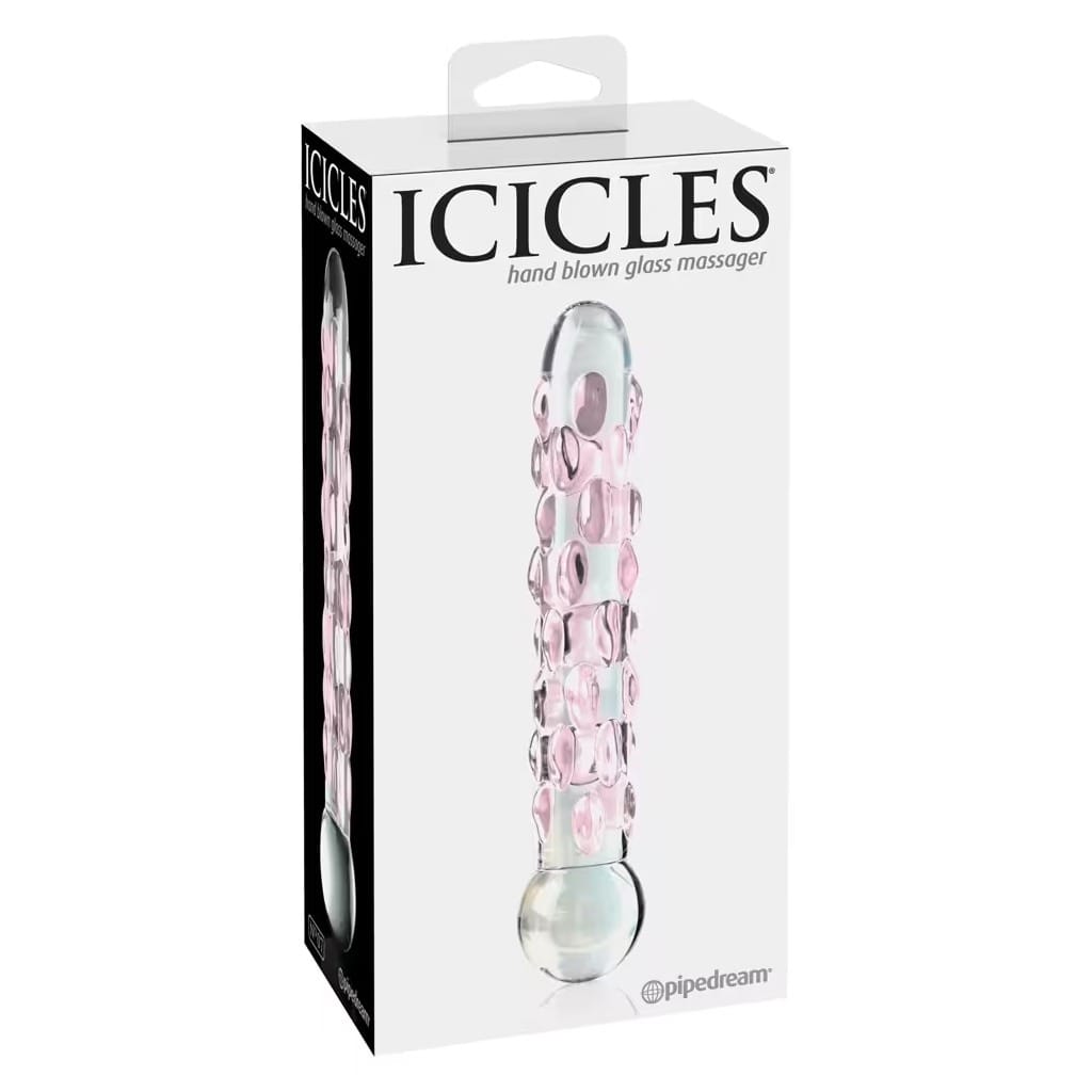 Icicles No. 7 - Glazen Dildo met Roze Nopjes